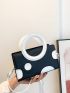 Two Tone Ring Handle Design Square Bag