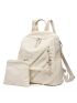 Zipper Front Corduroy Functional Backpack With Coin Purse