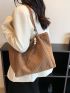 Flower & Faux Pearl Decor Shoulder Tote Bag