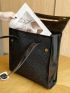 Snap Button Flap Shoulder Tote Bag