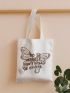 Butterfly & Slogan Graphic Linen Shopper Bag