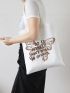 Butterfly & Slogan Graphic Linen Shopper Bag