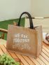 3pcs Cartoon & Slogan Graphic Tote Bag Set