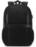 Two Tone Functional Backpack With USB Charging Port Letter Graphic