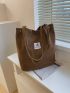 Bag for Women Corduroy Shoulder Bag Reusable Shopping Bag Casual Tote Female Handbag