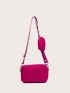 Mini Neon Pink Square Bag With Purse