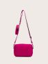 Mini Neon Pink Square Bag With Purse