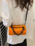 Neon Orange Chain Decor Bucket Bag