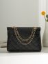 Quilted Twist Lock Flap Chain Square Bag