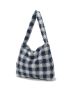 Gingham Pattern Fluffy Hobo Bag