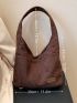 Letter Patch Decor Corduroy Hobo Bag