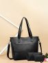 3pcs Minimalist Shoulder Tote Bag Set, Best Work Bag For Women