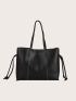 Drawstring Detail Shoulder Tote Bag