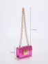 Mini Neon Pink Crocodile Embossed Flap Chain Square Bag