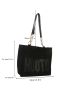 Letter Patch Decor Faux Suede Shoulder Tote Bag