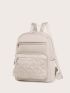 Heart Embroidered Quilted Detail Functional Backpack