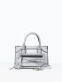 Mini Metallic Crocodile Embossed Square Bag