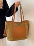 Two Tone Shoulder Tote Bag