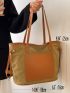 Two Tone Shoulder Tote Bag