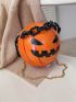 Mini Halloween Pumpkin Pattern Chain Circle Bag