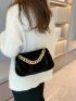 Chain Decor Fuzzy Ruched Bag