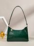 Crocodile Embossed Baguette Bag