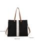 Contrast Panel Shoulder Tote Bag