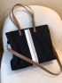 Contrast Panel Shoulder Tote Bag