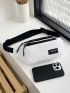 Letter Patch Decor Corduroy Waist Bag