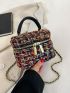 Mini Plaid Pattern Tweed Bucket Bag