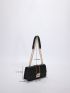 Crocodile Embossed Chain Flap Square Bag