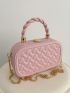 Mini Braided Embossed Metal Lock Chain Box Bag