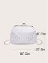 Faux Pearl Decor Kiss Lock Chain Fluffy Dome Bag