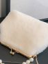 Faux Pearl Decor Kiss Lock Chain Fluffy Dome Bag