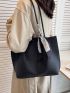 Random Twilly Scarf Decor Litchi Embossed Shoulder Tote Bag With Inner Pouch