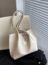 Random Twilly Scarf Decor Litchi Embossed Shoulder Tote Bag With Inner Pouch