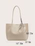 Random Twilly Scarf Decor Litchi Embossed Shoulder Tote Bag With Inner Pouch