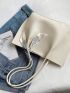 Random Twilly Scarf Decor Litchi Embossed Shoulder Tote Bag With Inner Pouch