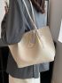 Random Twilly Scarf Decor Litchi Embossed Shoulder Tote Bag With Inner Pouch