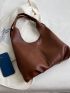 Litchi Embossed Shoulder Tote Bag With Inner Pouch