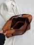 Litchi Embossed Shoulder Tote Bag With Inner Pouch