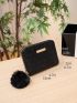 Stitch Detail Pom Pom Decor Small Wallet Small Fashion Coin Purse, Cute Artificial Leather Zipper Wallet With Pom Pom Decor