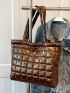 Quilted Detail Shoulder Tote Bag