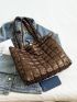 Quilted Detail Shoulder Tote Bag