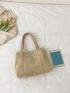 Minimalist Pocket Side Corduroy Shopper Bag