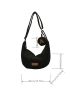 Letter Patch Decor Corduroy Hobo Bag With Small Pouch