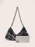 Sequin Design Chain Hobo Bag