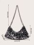 Sequin Design Chain Hobo Bag