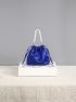 Mini Faux Pearl Decor Drawstring Design Satin Chain Bucket Bag