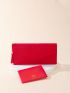 Tassel Decor Long Wallet With Letter Graphic Card Holder